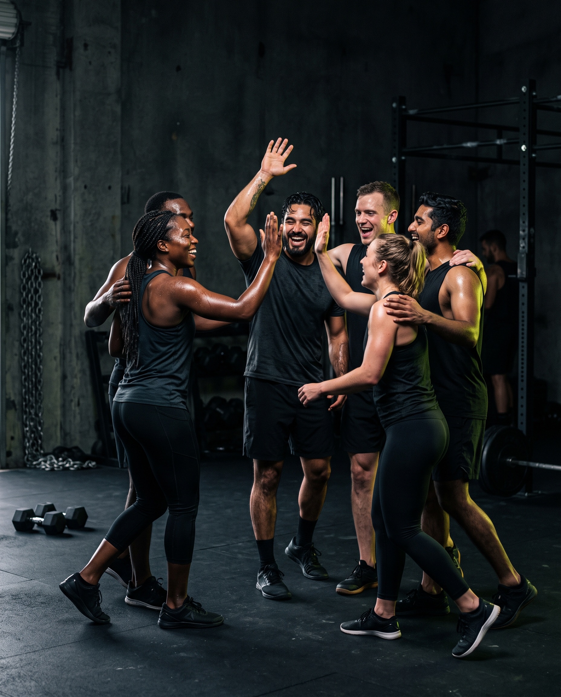 Iron Peak members celebrating after a class