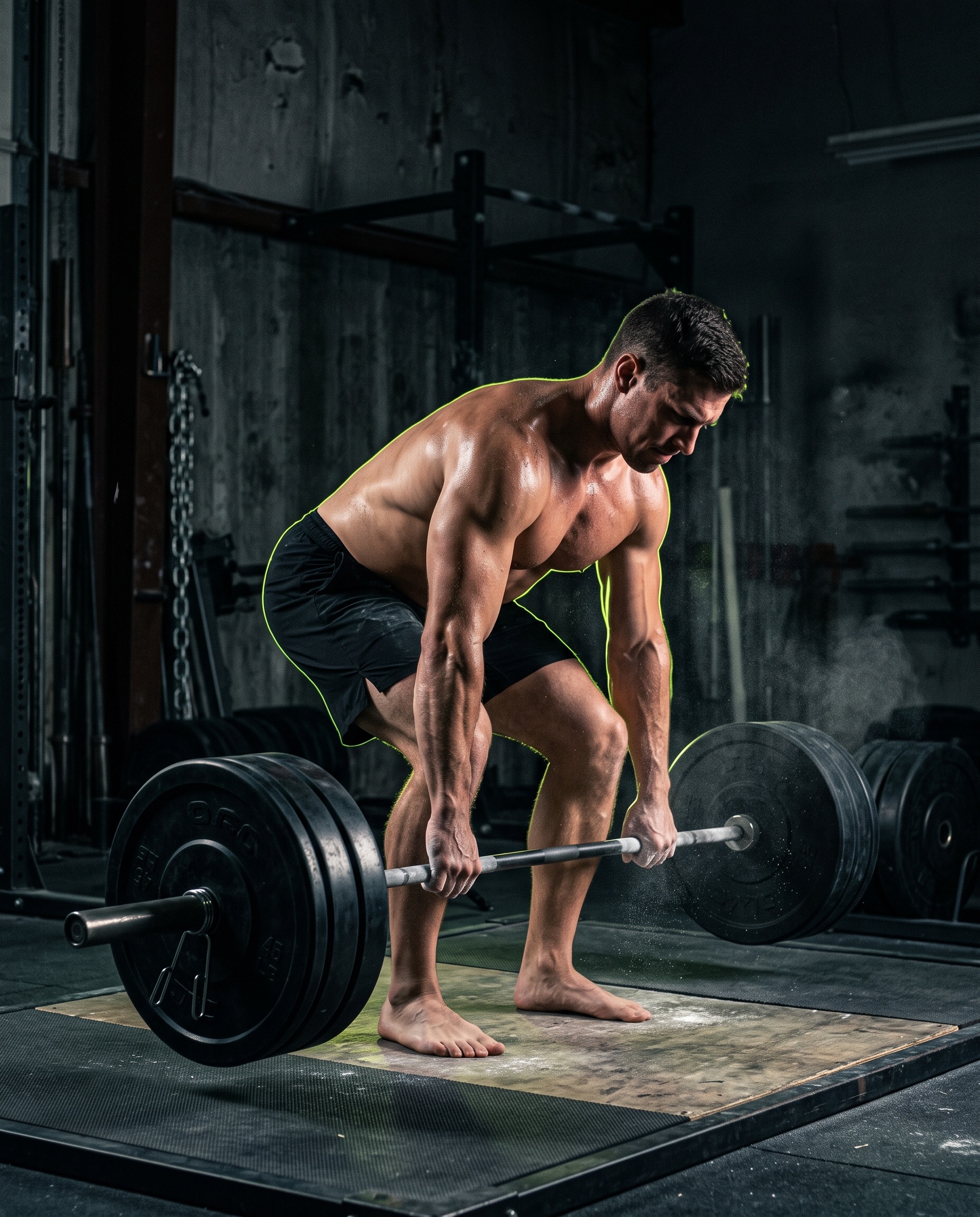 Athlete mid-deadlift on the Iron Peak training floor